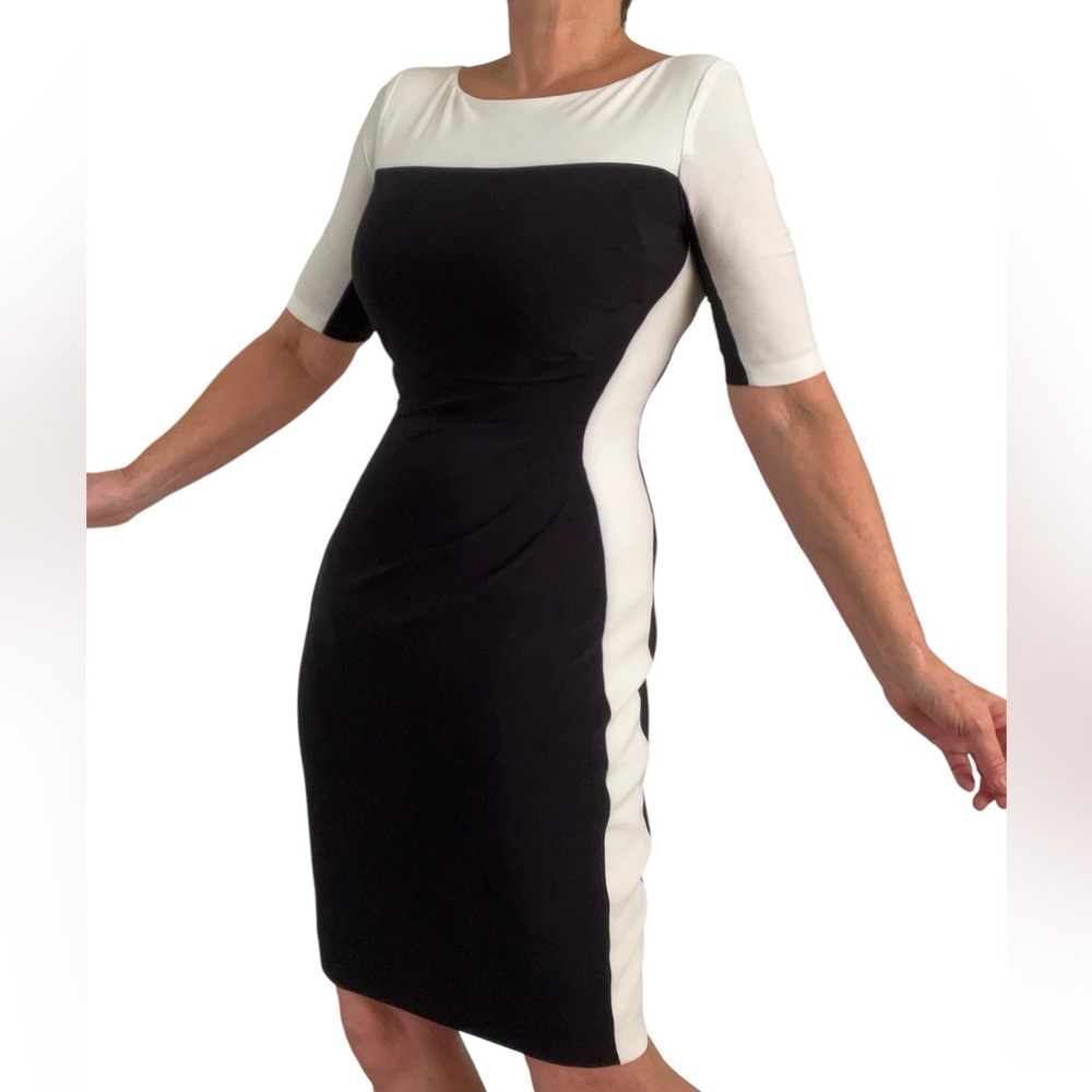 Lauren Black White Bodycon Colorblock Dress NWOT Classy Chic Dress